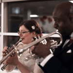 Bride and Groom playing Trumpet