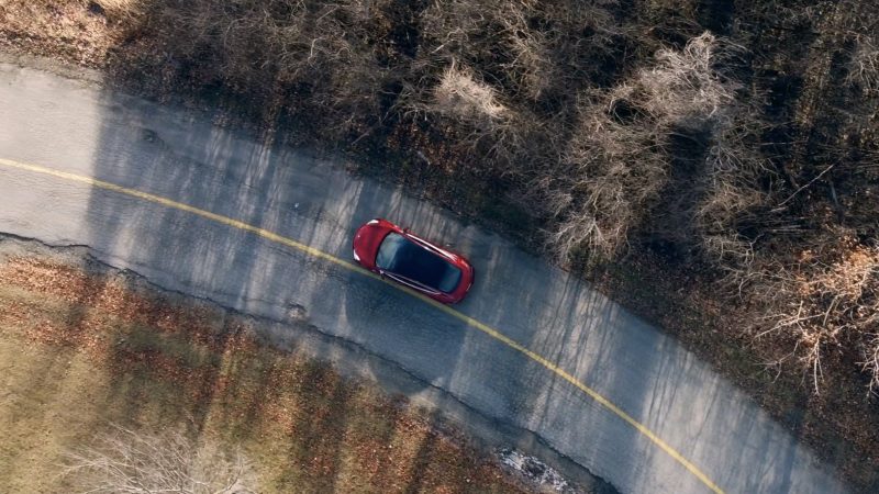 Tesla Driving Drone Shot